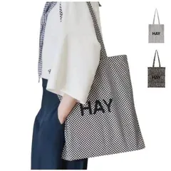 HAY トートバッグ サブバッグ 即納　ドット　ストライプ　チェック　 柔らかい生地  便利 エコバッグ 可愛いインスタでおしゃれトート通勤 通学