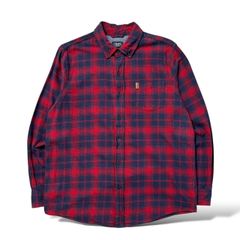 Lサイズ USA古着 CHAPS アメカジ ネルシャツ オンブレチェック シャドーチェック ボタンダウン チェック柄 チェックシャツ 長袖シャツ 赤 紺 レッド ネイビー