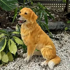 Mix 陶器犬大型 ゴールデン レトリバー 難有 オブジェ 置物 イエロー 新品 陶器犬 大型犬 ゴールデン レトリバー 難有 オブジェ 置物