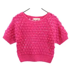 未使用 リリーブラウン かぎ針ぽこぽこニット プルオーバー F ピンク系 Lily Brown 半袖 カットソー レディース 【中古】  【230623】