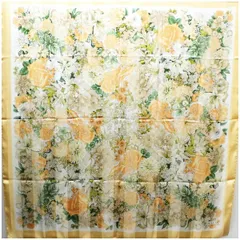 グッチ シルク スカーフ オレンジ 花柄 中古 Aランク GUCCI|