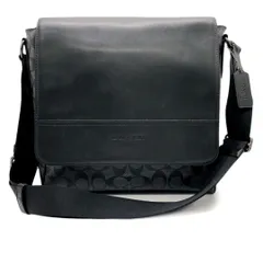 コーチ F73339 メッセンジャー クロスボディ シグネチャ チャコール 黒