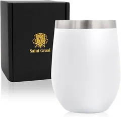 SaintGraal ステンレス タンブラー 真空断熱 おしゃれ プレゼント 誕生日 父の日 父親 男性 ギフト お酒 ウイスキー グッズ( ホワイト)