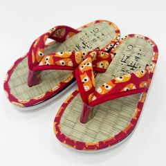 【未使用】たたみ　サンダル　草履　ぞうり　浴衣　甚平　下駄　キッズ　ジュニア　レッド