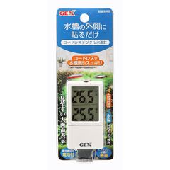 ジェックス GEX AQUA HEATER コードレスデジタル水温計 ホワイト 見やすい大画面表示 貼るだけ簡単 水槽周囲温度+水温表示 測定範囲15~35℃ 観賞魚用水温計のサムネイル