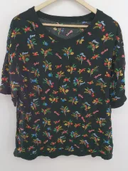 ◇ CIAOPANIC チャオパニック 総柄 半袖 Tシャツ カットソー サイズ M ブラック レディース P  【1212270004261】