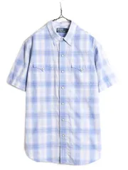 【お得なクーポン配布中!】 90s ポロ ラルフローレン チェック ウエスタン 半袖 シャツ メンズ M 古着 90年代 オールド 半袖シャツ ポニー無し コットン ポケット付き