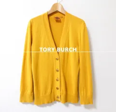 美品 TORY BURCH トリーバーチ カーディガン ニット ロゴ釦 Vネック 長袖 コットン マスタード系 からし色 サイズXS レディースのサムネイル