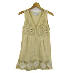 ホコモモラ ワンピース トップス ノースリーブ透かし編みニット リネン レディース 40サイズ ベージュ Jocomomola 【中古】