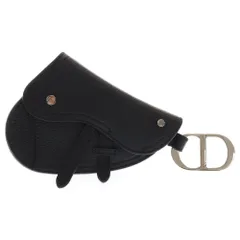 Christian Dior (クリスチャンディオール) サドルポーチ コインケース ブラック レザー 小銭入れ コンパクトウォレット キーリング