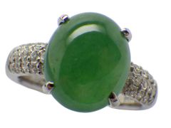 翡翠 ダイヤモンドリング Pt900 6.66g 11.5号 GRJソーティング付き　Jewelry Jade5.571ct Dia0.30ct Ring