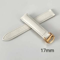 17mm 腕時計 社外品 レザーベルト ホワイト　白 シボ バックル付属【対応】カルティエ タンク Cartier