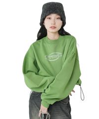 [ウィゴー] 裏起毛 ドロスト ショート スウェット トレーナー プルオーバー 服 トップス ストリート カジュアル 韓国 秋服 冬服 春 秋 冬 レディース グリーン