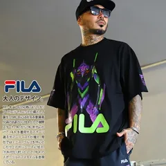 FILA × 新世紀エヴァンゲリオン Tシャツ 半袖 メンズ 春夏用 黒 大きいサイズ エヴァンゲリヲン 限定 コラボ 公式 フィラ 新劇場版シリーズ EVA エヴァンゲリオン初号機 碇シンジ搭乗機 紫 黄緑 b系 ファッション メール便 25SPU8002