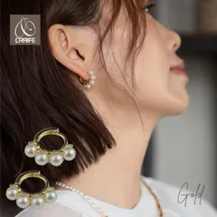 ピアス パール フープピアス 金属アレルギー対応 14Kコーティング レディース 大人 モダン シンプル かわいい エレガント ジュエリー 中折れ キャッチレス ゴールド 送料無料 プチプライス高見え CRAIFE