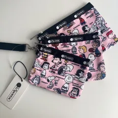 レスポートサック　3連ポーチ　スヌーピー　ピンク