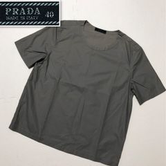 ■極美品■PRADA プラダ　半袖シャツ　左肩ファスナーデザイン　size40(L)    イタリア製　グレー系　レディース