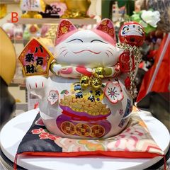 中国風の貯金箱、招き猫の貯金箱、風水レッドセラミック貯金箱、コインマネーボックス、セラミック貯金箱、クリスマス/誕生日ギフトYEDA2237