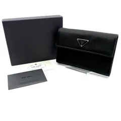 【 箱付／ジャンク品 】PRADA　プラダ　ナイロン　三角プレート　トライアングルロゴ　折り財布　ブラック