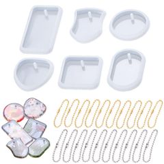 【迅速発送】Morices 6個 シリコーン レジン 型 と 20個 ボールチェーン、 小さい ジュエリーペンダント 鋳造樹脂型、DIY エポキシ キーホルダーモールド にとって DIYクラフトプロジェクト ジュエリー作り イヤリング