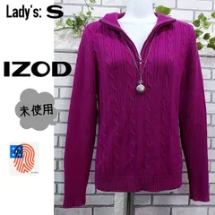 S■未使用■ハーフジップ ニット■IZOD アイゾッド■コットン・パープル