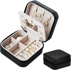 fogman アクセサリーケース 携帯用 持ち運び 収納 ジュエリーケース ピアス イヤリング(ブラック)