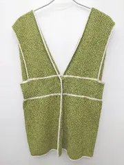 ◇ LOWRYS FARM ローリーズファーム 深Vネック リブニット ベスト サイズF グリーン レディース P  【1406240013715】