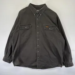 古着 カーハート Carhartt 長袖 ワークシャツ ボタンダウン ワンポイントロゴ 胸ポケット 大きいサイズ 2XL TALL  グレー メンズ