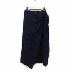 B&Y ユナイテッドアローズ BEAUTY&YOUTH ビューティー&ユース Aライン スカート ロング マキシ丈 フロントクロス サイドスリット 無地 麻 S ネイビー 紺 /FT27