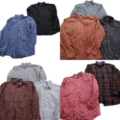 古着卸 まとめ売り チャップス 長袖シャツ 10枚セット (メンズ 2XL ) ストライプ 無地 マドラスチェック ボタンダウン 中古 古着 MY4494