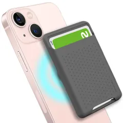 新品 MagSafe用 カードケース 収納カバー ICカード シリコン製 クレジットカード MagSafe対応 iPhone 12/iPhone13用 交通系ICカード 携帯カード収納 内蔵磁石 スマホカードケース (グレー)