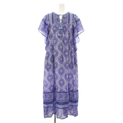 ヌキテパ NE QUITTEZ PAS! 浜島直子 Naoko Hamajima コットンボイルアラベスクプリントフレアスリーブドレス ワンピース ロング 半袖 総柄 タッセル S 紫 010431ZE1NH