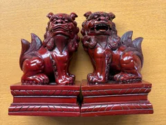 アンティーク 赤唐獅子 栄寿作 高さ33㎝ 陶器製 2025年最新】唐獅子 置物