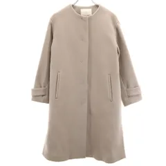 green label relaxing グリーンレーベルリラクシング ウールブレンド ノーカラー ステンカラーコート 36 ベージュ UNITED ARROWS レディース 古着