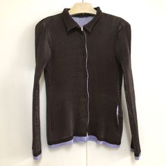 ISSEY MIYAKE イッセイミヤケ プリーツシャツ 長袖 サイズ2 ブラウン × パープル 茶色 紫 IM03FJ968 レディース 25a菊E
