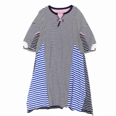 アルベロベロ OLLEBOREBLA ボーダー ワンピース ドッキング 再構築 シマシマ ブタさん ビーズ装飾 ネイビー レディース 【中古】