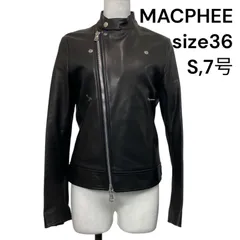 ◆マカフィー MACPHEE シングルライダースジャケット ラムレザー ブラック 36、S、7号 レディース S5U091のサムネイル