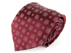 ガリエニ ブランドネクタイ 総柄 小紋柄 シルク イタリア製 メンズ ワインレッド GALLIENI 【中古】