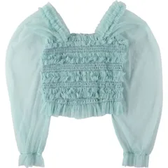 古着 TENT オフショルダー クロップド丈 長袖 フリル ブラウス レディースS相当/eaa533450