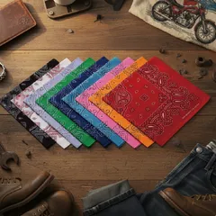 9カラーバンダナ（ペイズリー柄）　綿100％