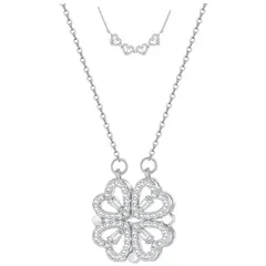 【新品】 [Cirsaeur] 幸運のお守りペンダント 四つ葉のクローバーネックレス クラビクルチェ ンペンダントギフト ハート型 付け方2WAY 人気ネックレス（シルバー） 0