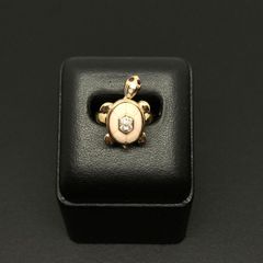 【中古】 K18YG ﾀｰﾄﾙ ﾙﾋﾞｰ ﾀﾞｲﾔﾓﾝﾄﾞﾘﾝｸﾞ ジュエリー 指輪  Gold ＃12 亀 甲羅　ピンク 