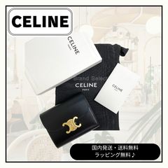 CELINE トリオンフ ブラックレザー三つ折り財布ゴールド金具 - メルカリ