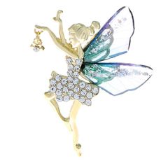 妖精 フェアリー レディ ブローチ ブルー 羽根 絵本 ファンタジー 可愛い 天使 エンジェル ヨーロッパ 韓国 青色 おしゃれ レディース