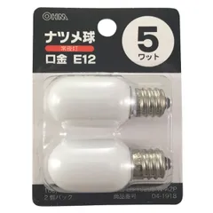 ナツメ球(5W/ホワイト/E12/2個入り) (LB-T0205W-A2P)