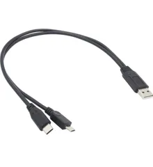 オーディオファン USBケーブル USB2.0 ケーブル USB-A (オス) - USB-C (オス) USB-microB (オス) 約35cm (端子含む) ※QC、PDなど急速充電器使用不可