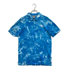 中古 メンズ プーマ PUMA 半袖ポロシャツ S 水色×白 ブルー×ホワイト コットン タイダイ柄