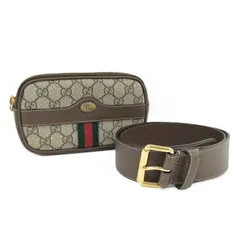 GUCCI ウエストバッグ オフィディア シェリーライン GGスプリーム PVC レザー ベージュ ブラウン 519308のサムネイル