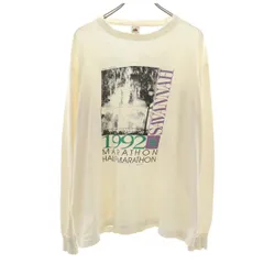 フルーツオブザルーム 90s USA製 オールド 長袖 Tシャツ XL 白 FRUIT OF THE LOOM ロンT メンズ 古着 【240315】