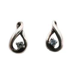 【天白】ヨンドシー ピアス 1対 K14 K10 ホワイトゴールド アクアマリン シンプル レディース 1.2g 可愛い